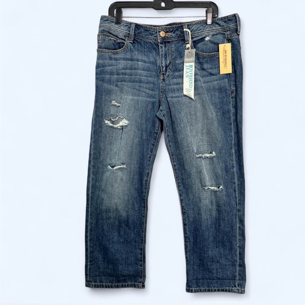 American Rag Boyfriend Jeans Distressed Medium Wash Straight Sz 11 NWT Street